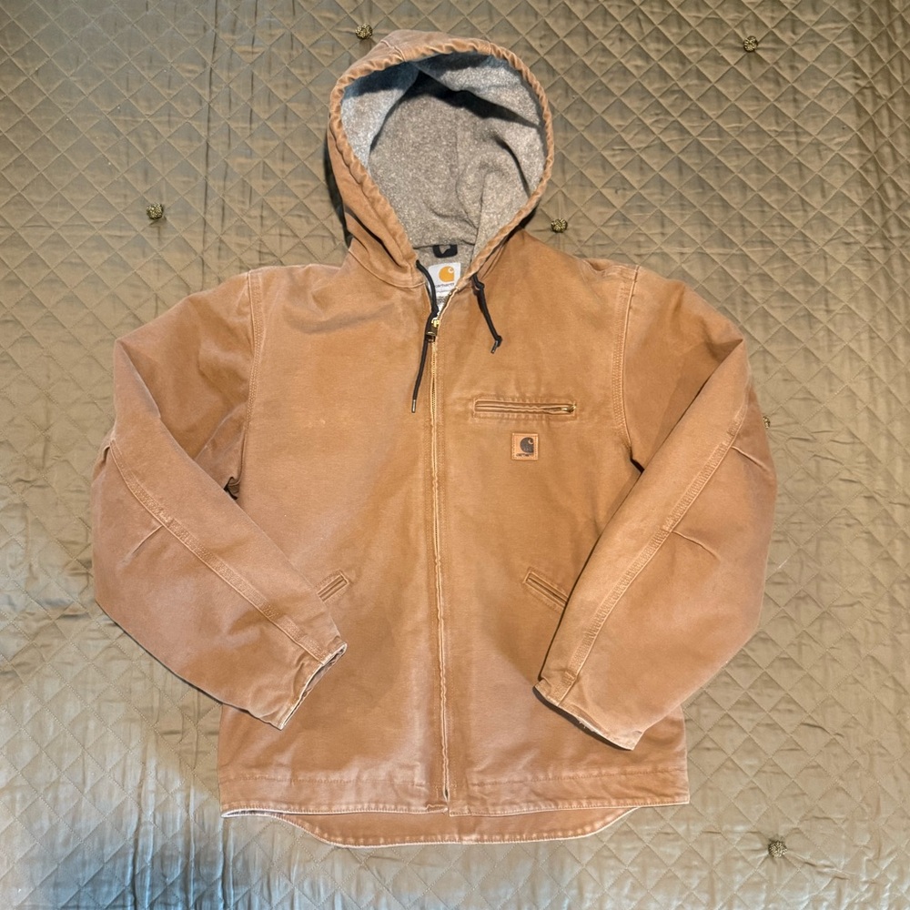 Men’s Carhartt Brown Duck Canvas Hooded Jacket size Medium Regular